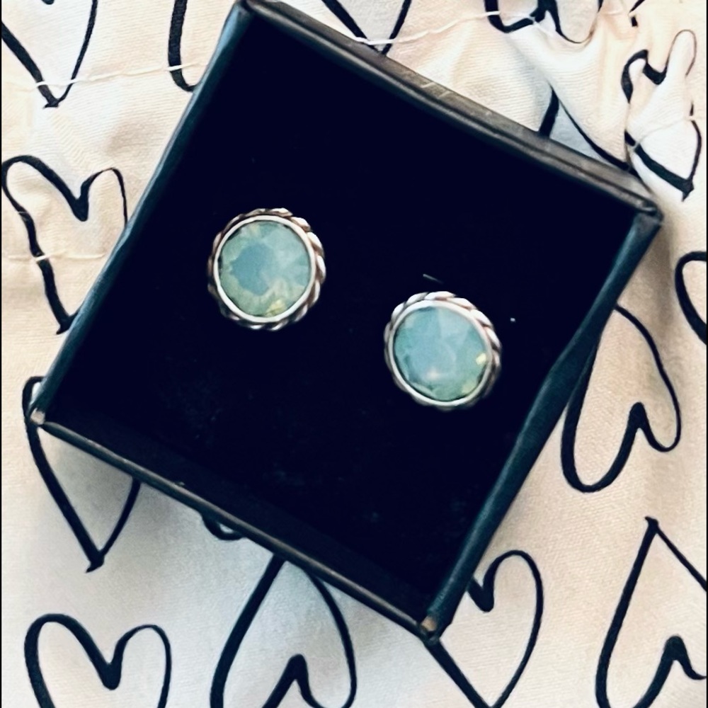 Brighton Silver and Sea-foam Green Post Earrings